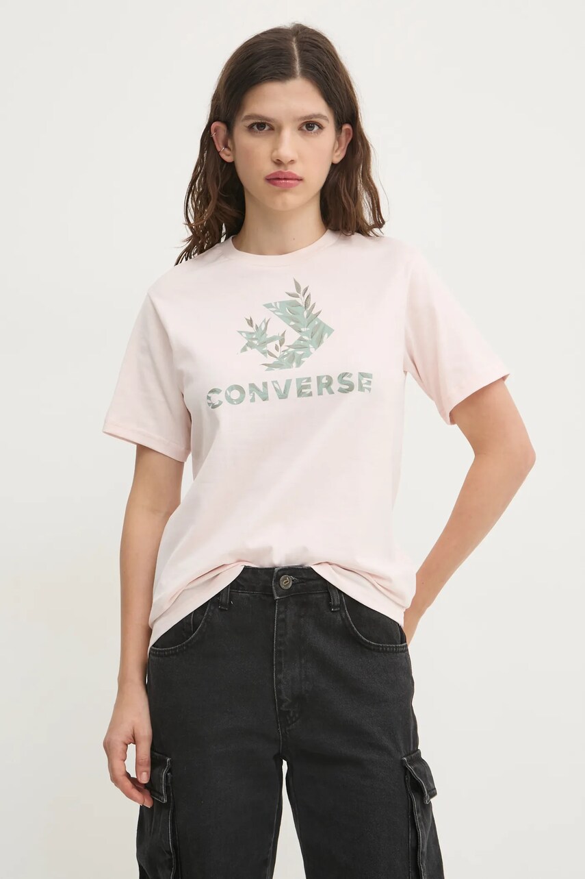 Converse tricou din bumbac femei, culoarea roz, 10026755-A03
