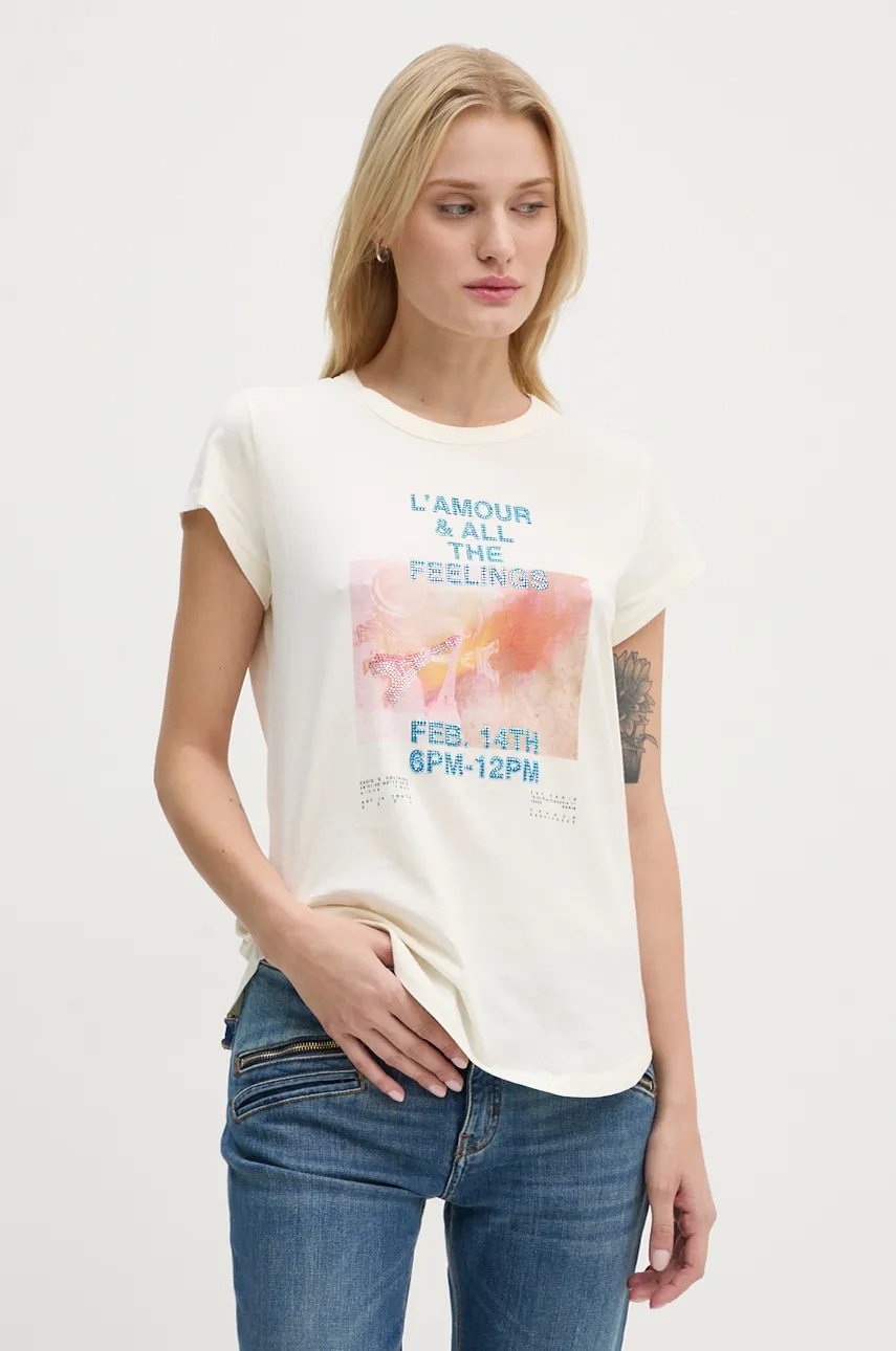 ZADIG&VOLTAIRE tricou din bumbac femei, culoarea bej, JWTS01681