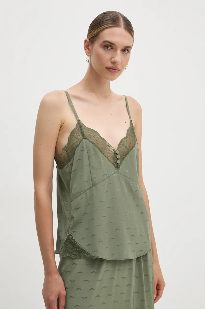 ZADIG&VOLTAIRE top de mătase culoarea verde, WWCR00249