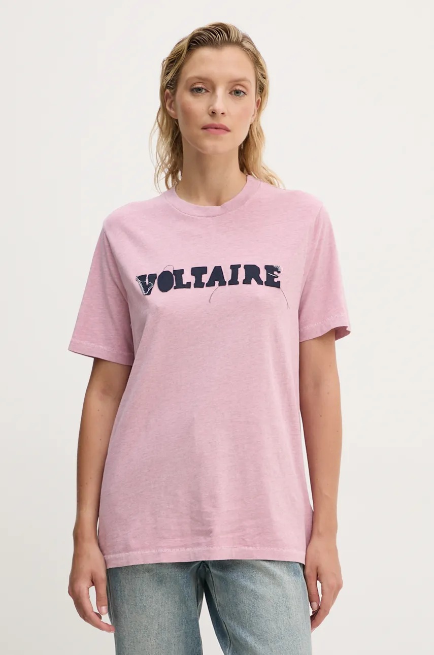 

Памучна тениска ZADIG&VOLTAIRE в розово JWTS01688, Розов
