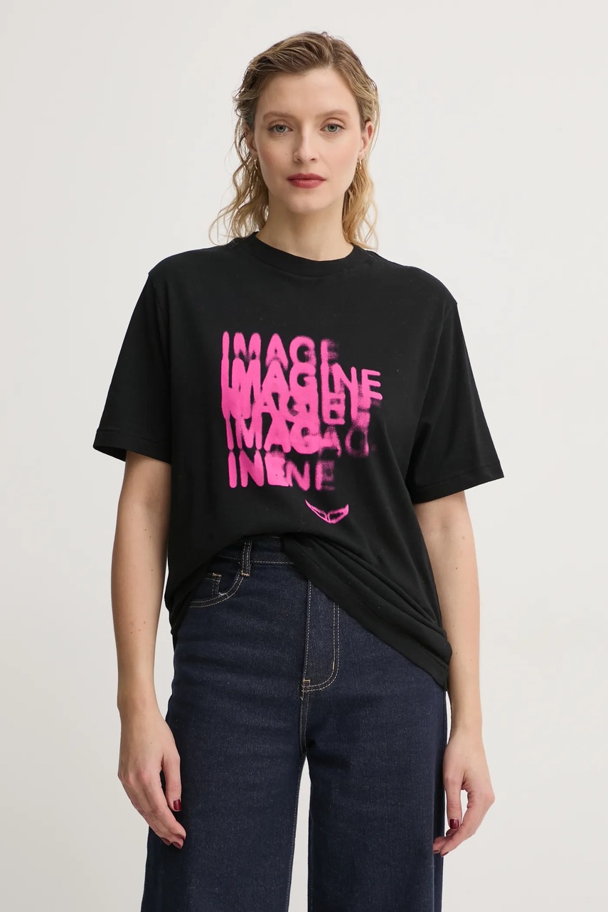 

Памучна тениска ZADIG&VOLTAIRE в черно JWTS01666, Черен