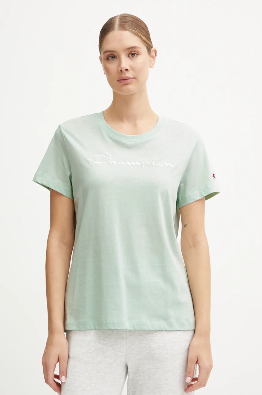 Champion tricou din bumbac femei, culoarea verde, 117650