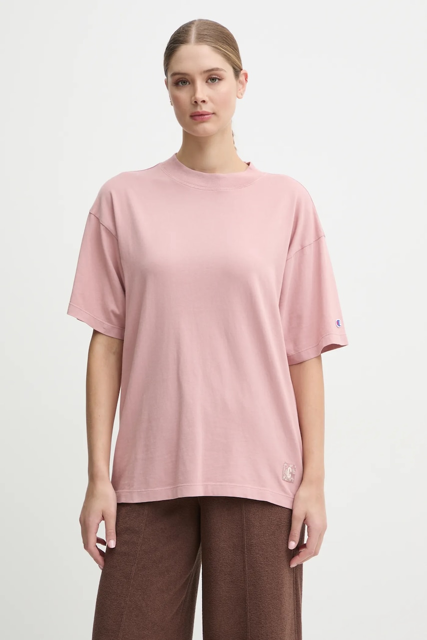 Champion tricou din bumbac femei, culoarea roz, 117449 Champion tricou din bumbac femei, culoarea roz, 117449
