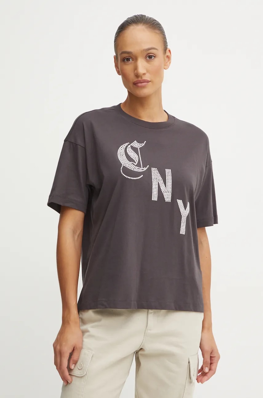 Champion tricou din bumbac femei, culoarea gri, 117473