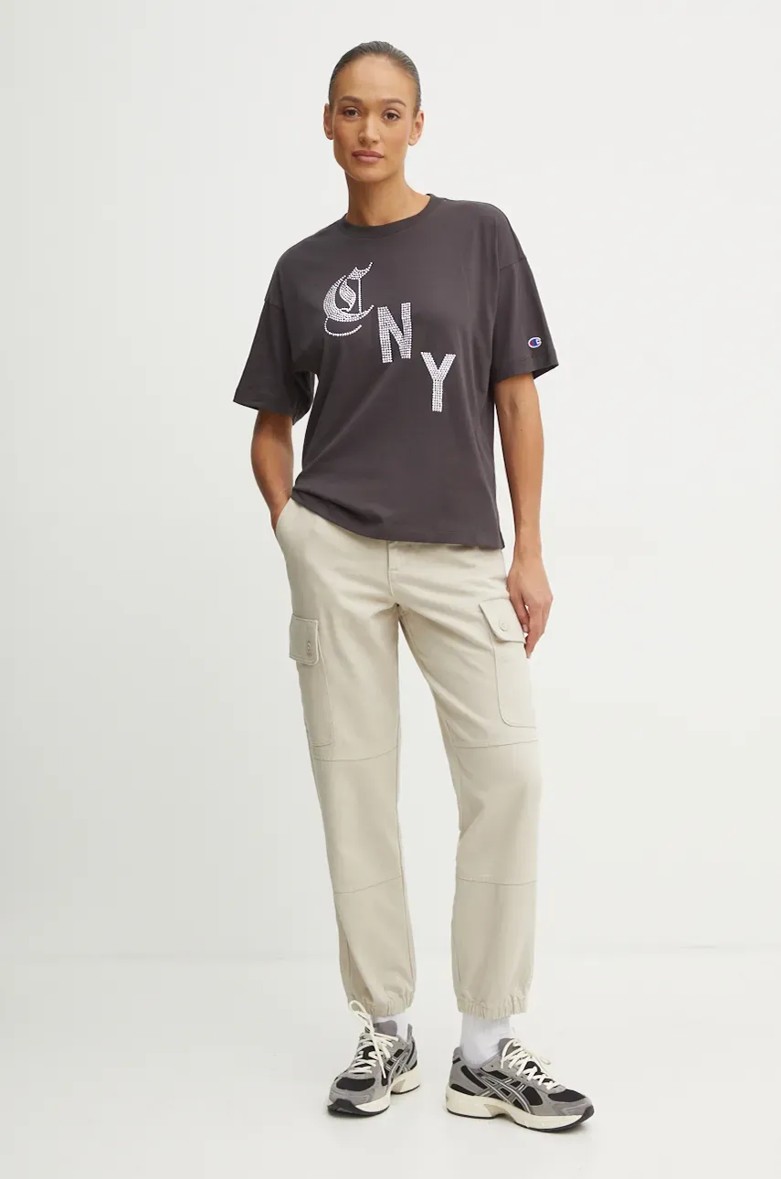 Хлопковая футболка Champion женская цвет серый 117473 Хлопковая футболка Champion женская цвет серый 117473