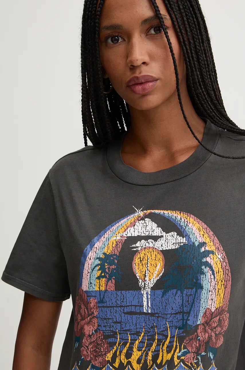 Volcom tricou din bumbac femei, culoarea gri, B3532400 Volcom tricou din bumbac femei, culoarea gri, B3532400