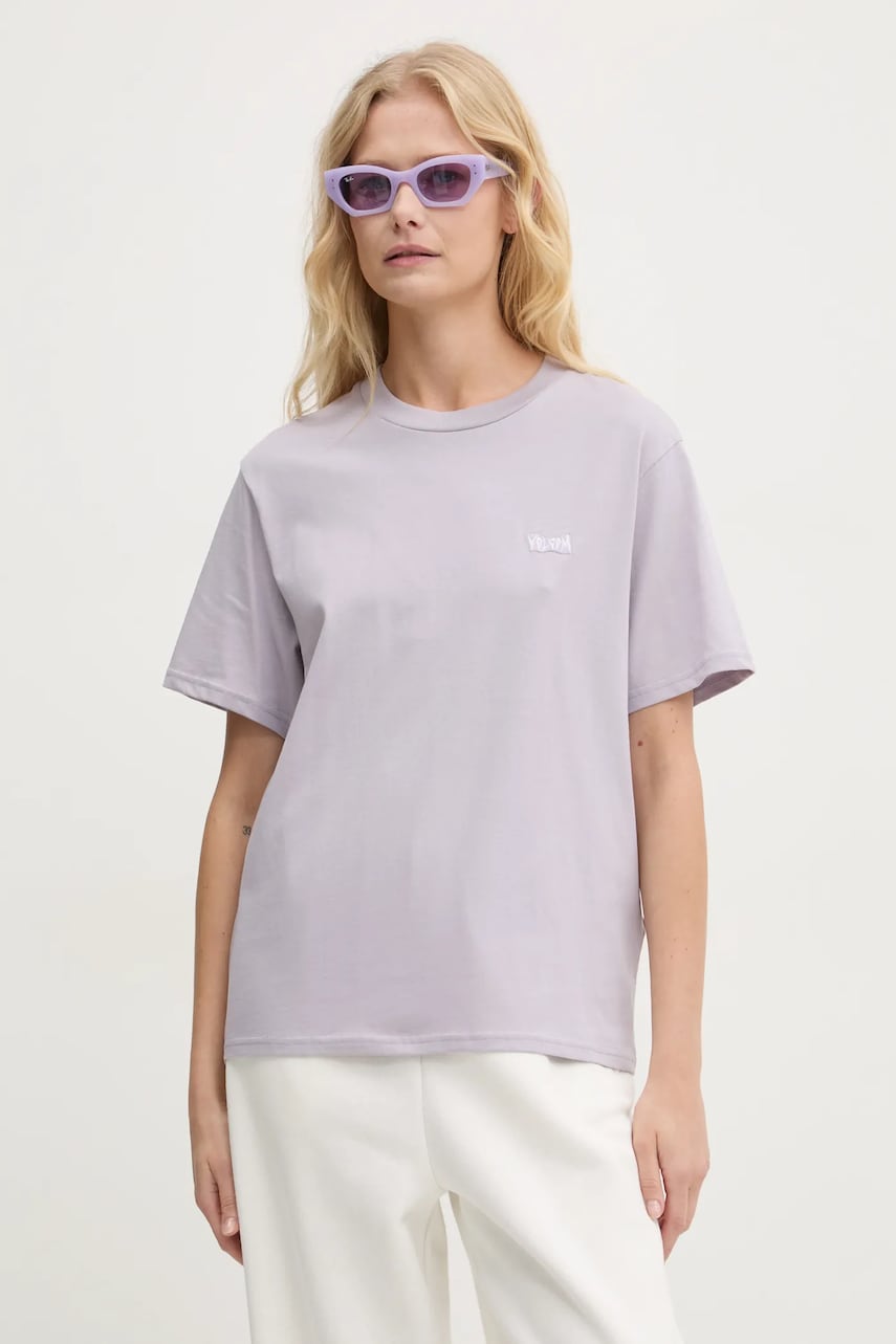 Volcom tricou din bumbac femei, culoarea violet, B3532409 Volcom tricou din bumbac femei, culoarea violet, B3532409