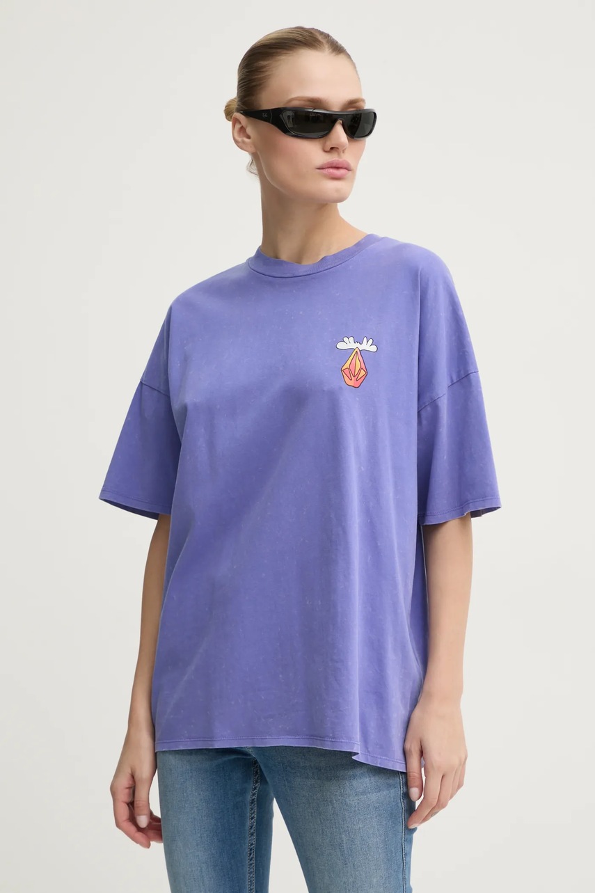 

Памучна тениска Volcom в лилаво B3532414, Виолетов