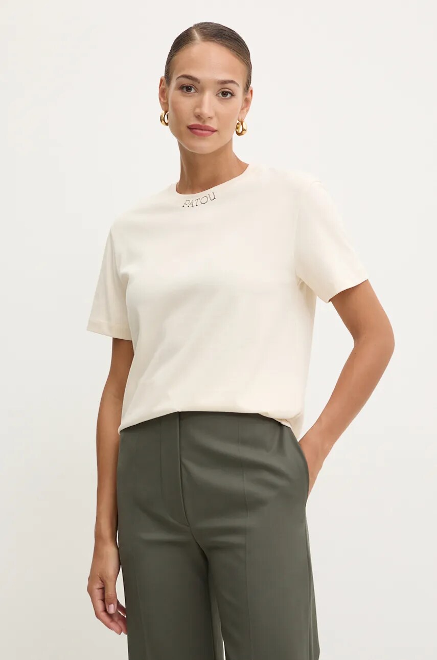 Patou tricou din bumbac femei, culoarea bej, JE1259990