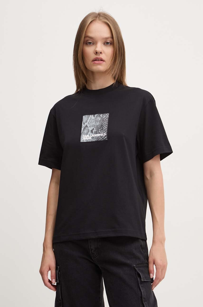 

Памучна тениска Karl Lagerfeld Jeans в черно 246J1701, Черен