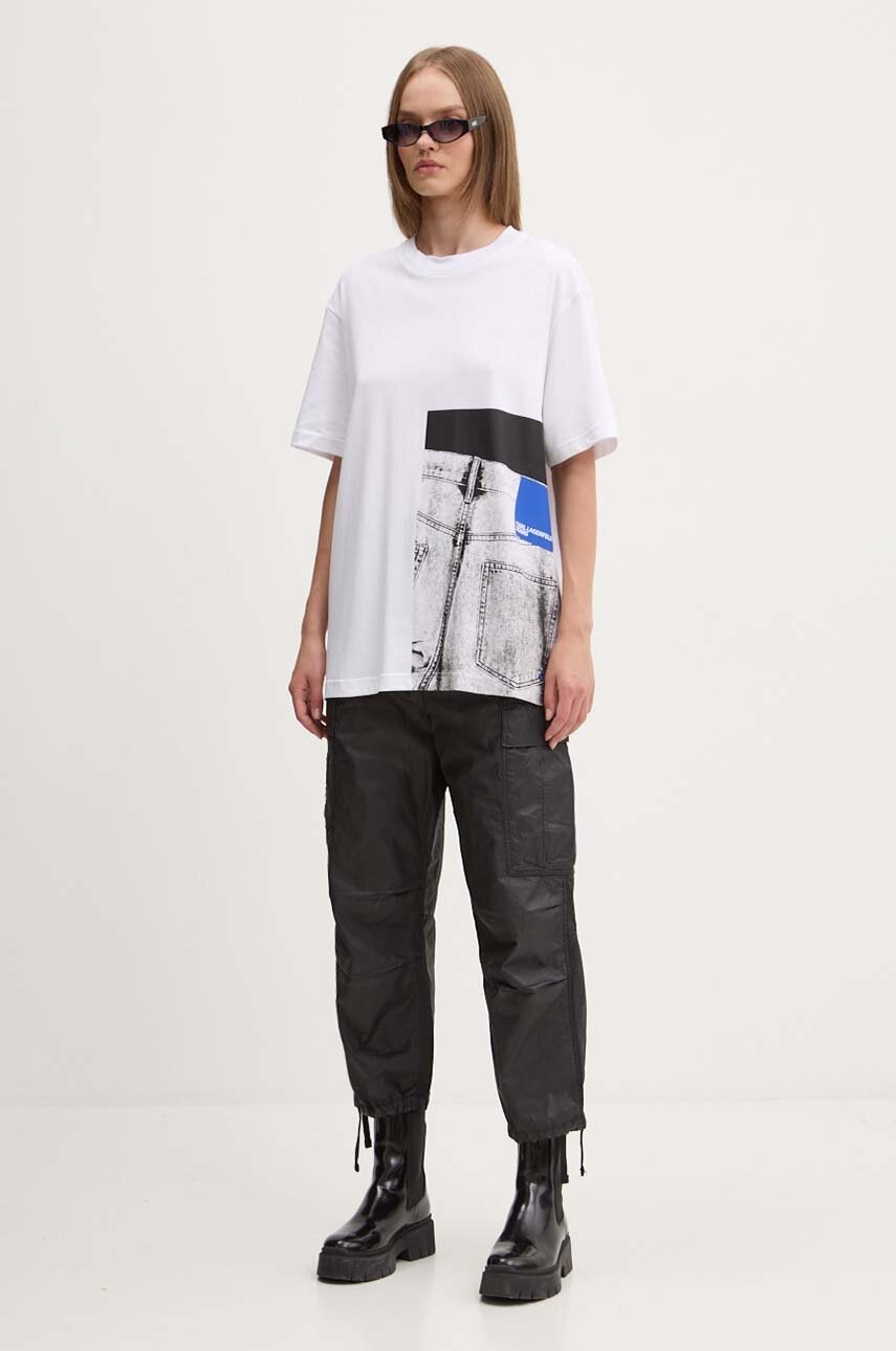 

Памучна тениска Karl Lagerfeld Jeans в бяло 246J1706, Бял