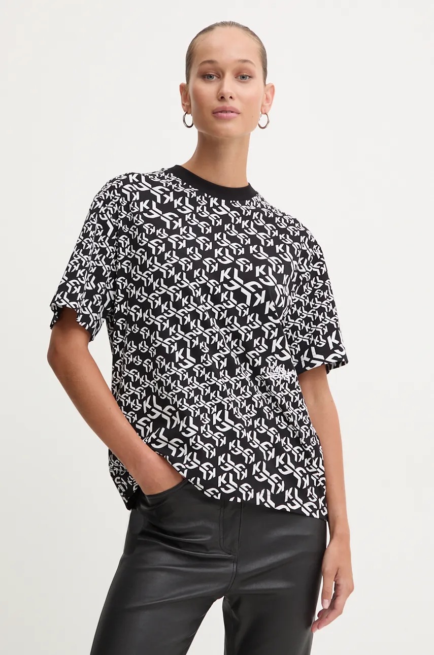 

Памучна тениска Karl Lagerfeld Jeans в черно 246J1708, Черен