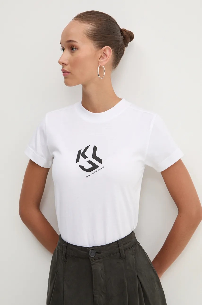 

Памучна тениска Karl Lagerfeld Jeans в бяло 246J1711, Бял