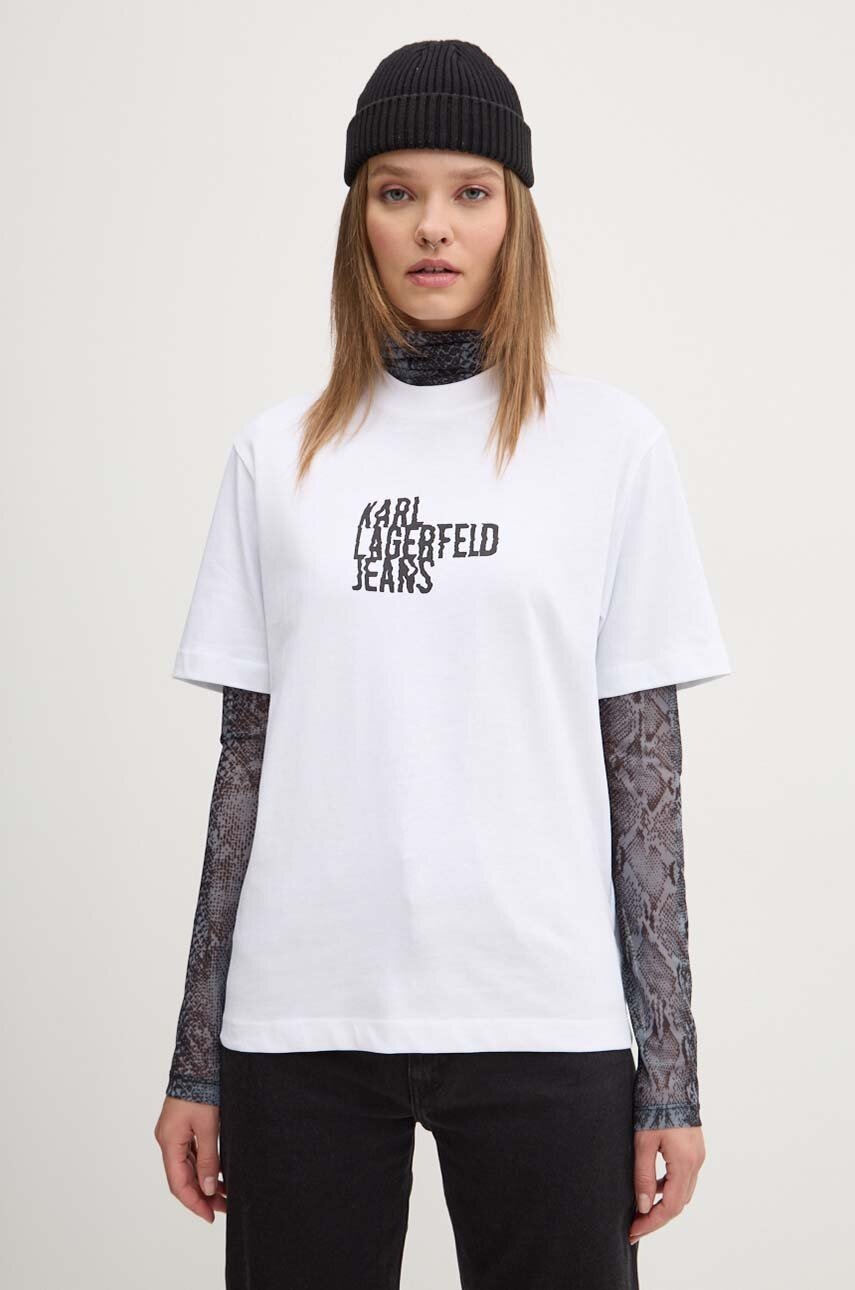 

Памучна тениска Karl Lagerfeld Jeans в бяло 246J1712, Бял