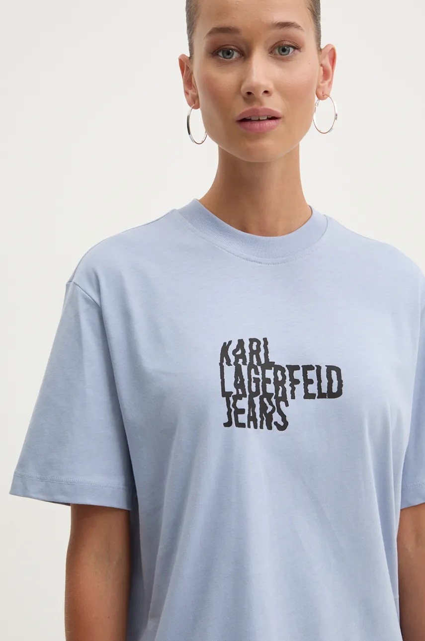

Памучна тениска Karl Lagerfeld Jeans в синьо 246J1712, Син