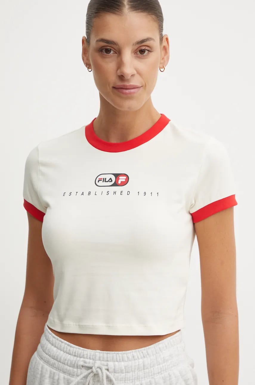 Fila tricou Luverne femei, culoarea bej, FAW0913