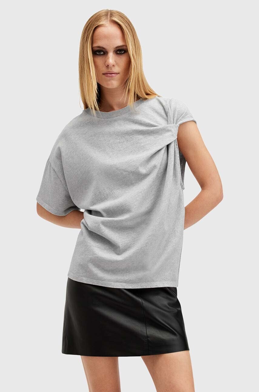AllSaints tricou din bumbac ONYX TWIST femei, culoarea gri, W193JB