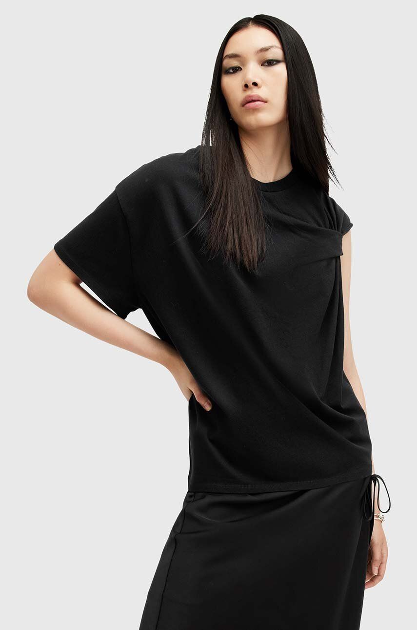 AllSaints tricou din bumbac ONYX TWIST femei, culoarea negru, W193JB