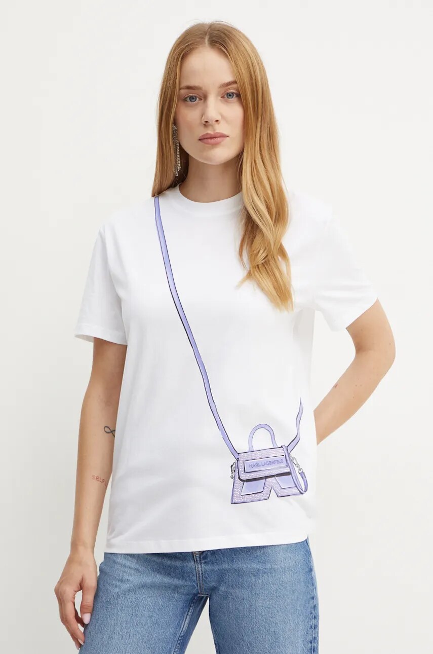Karl Lagerfeld tricou din bumbac femei, culoarea alb, 236W1731