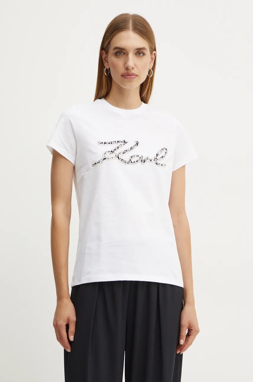 Бавовняна футболка Karl Lagerfeld жіноча колір білий 246W1715 