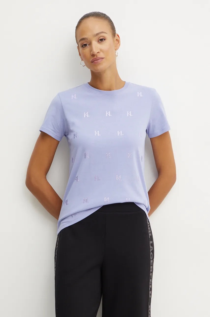 Karl Lagerfeld tricou din bumbac femei, culoarea violet, 246W1719