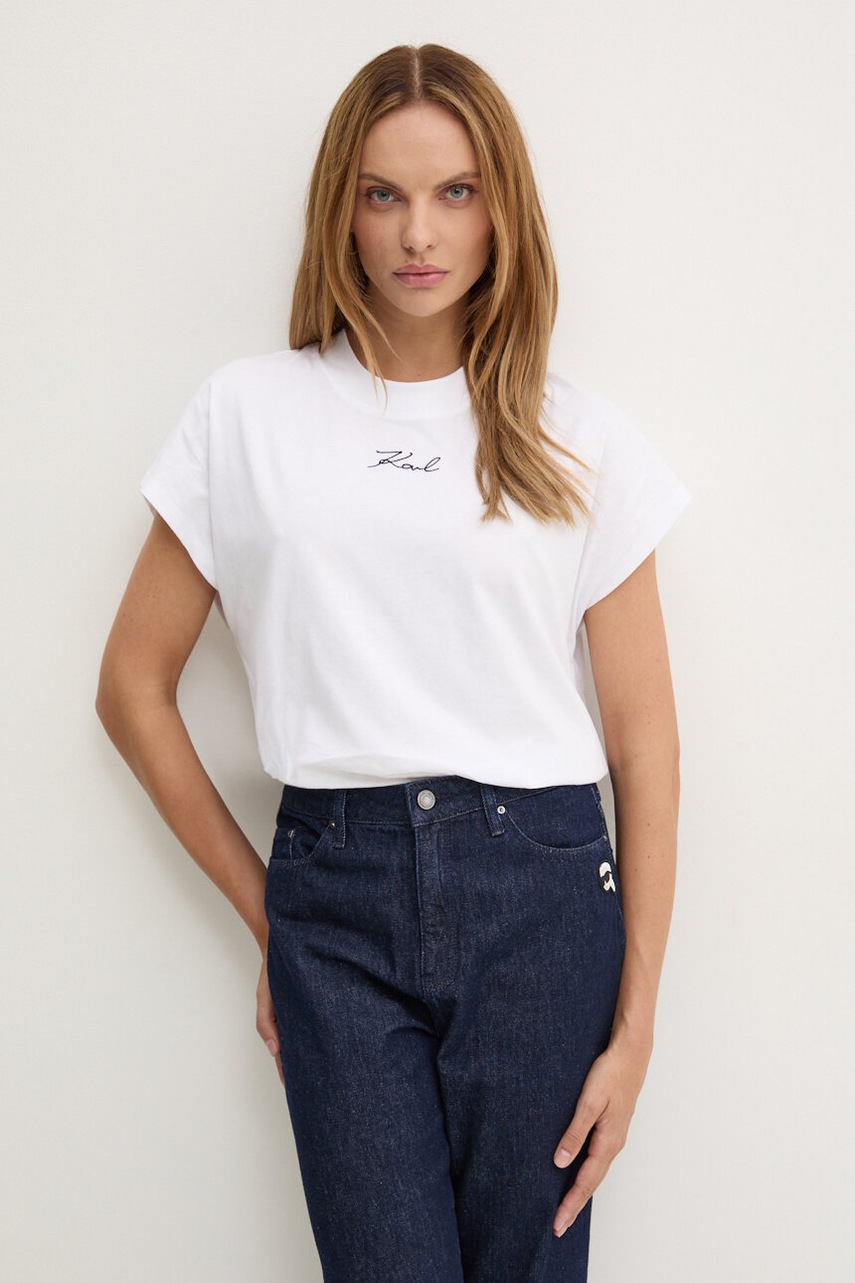 

Тениска Karl Lagerfeld в бяло 246W1721, Бял