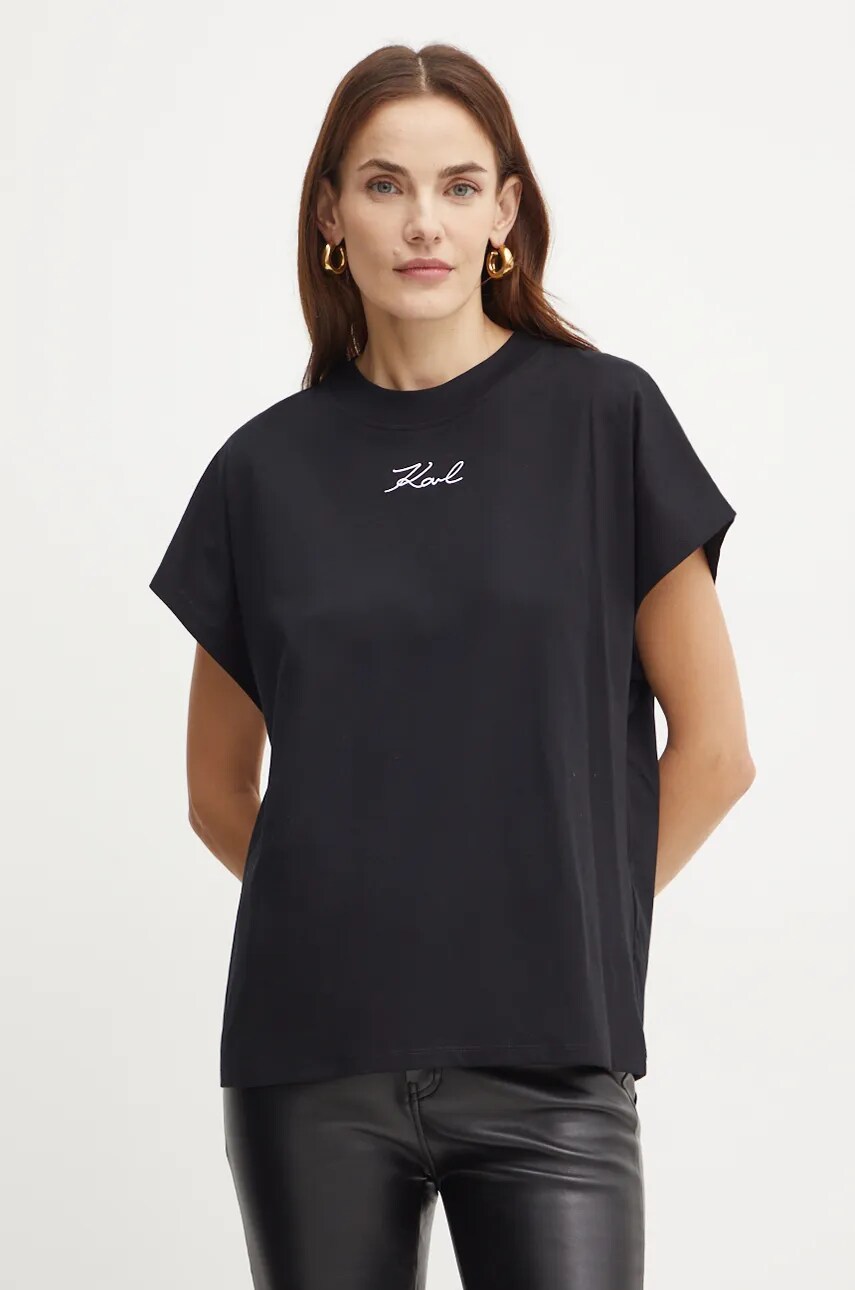 Karl Lagerfeld tricou femei, culoarea negru, 246W1721