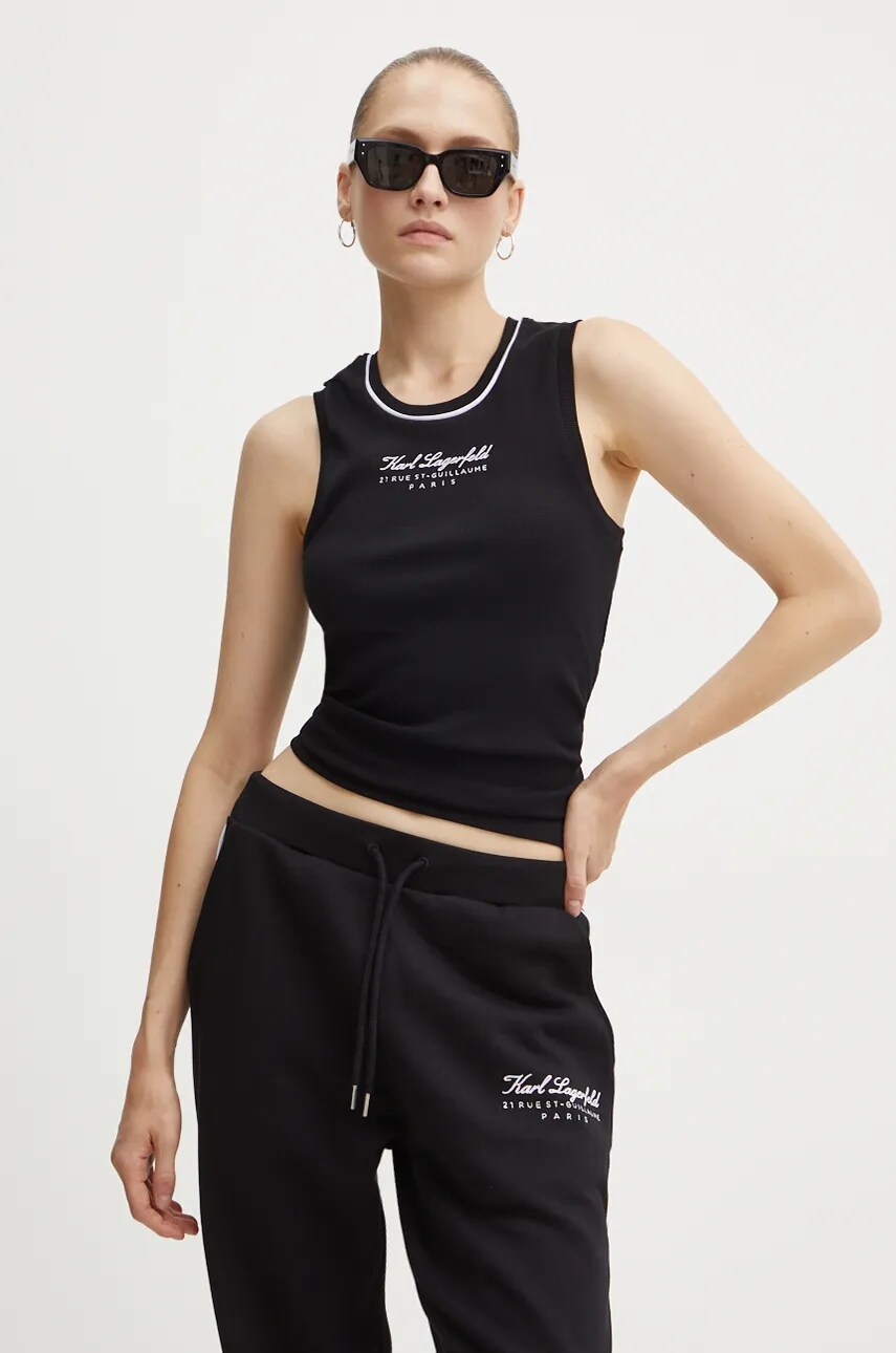 Karl Lagerfeld top femei, culoarea negru, 246W2110