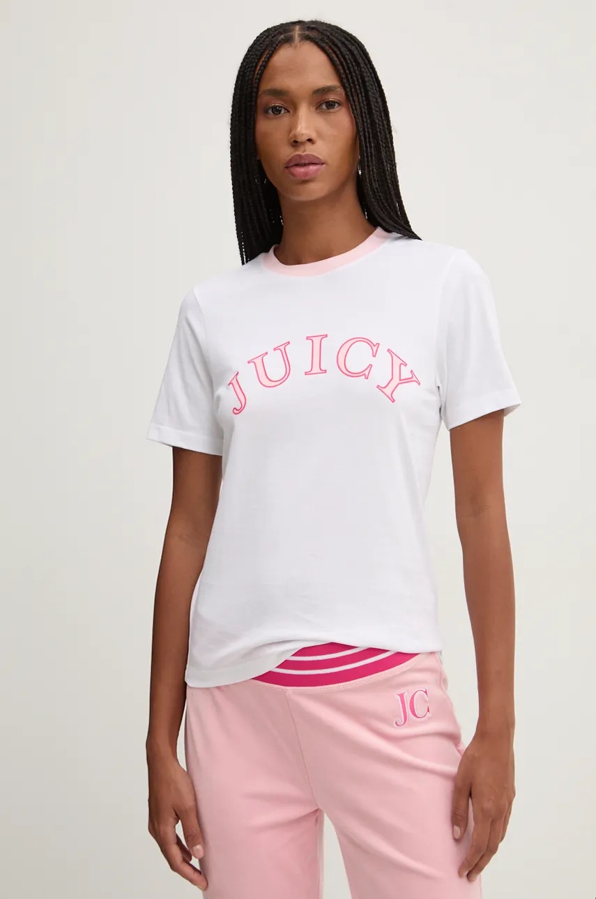 

Памучна тениска Juicy Couture GIRLFRIEND TEE в бяло JCSCT224414, Бял