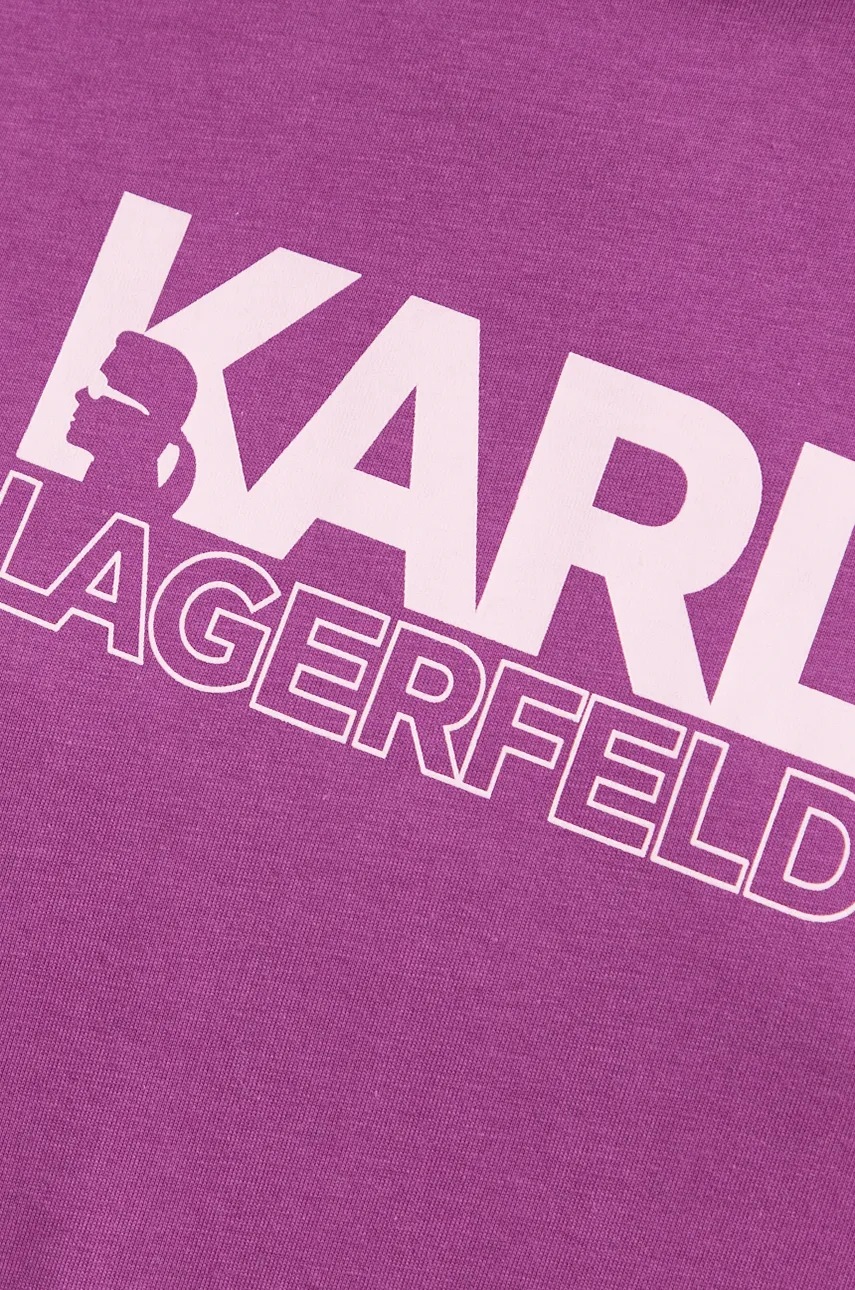 Βαμβακερό μπλουζάκι Karl Lagerfeld γυναικείο, χρώμα: μοβ, 24WW1703 φωτογραφία