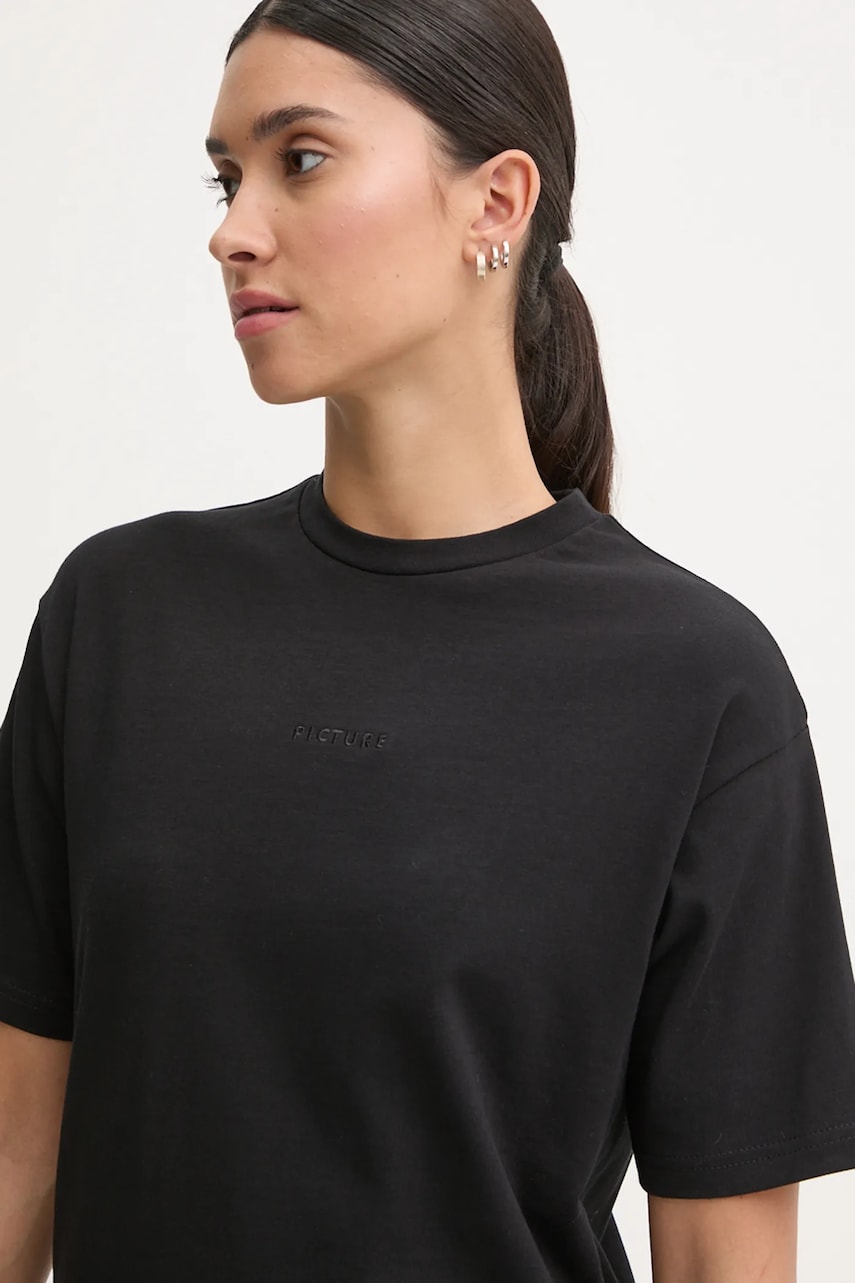 Picture tricou din bumbac Maogany femei, culoarea negru, WTS0559
