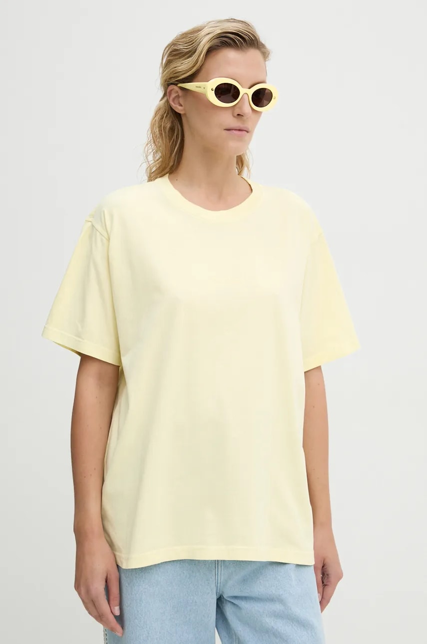 Nanushka tricou din bumbac REECE femei, culoarea galben, NU24PFSH03511 Nanushka tricou din bumbac REECE femei, culoarea galben, NU24PFSH03511