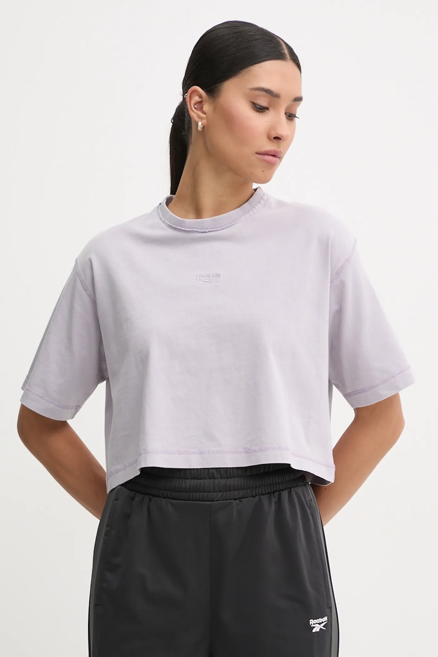 Reebok Classic tricou din bumbac femei, culoarea violet, 100205891 Reebok Classic tricou din bumbac femei, culoarea violet, 100205891