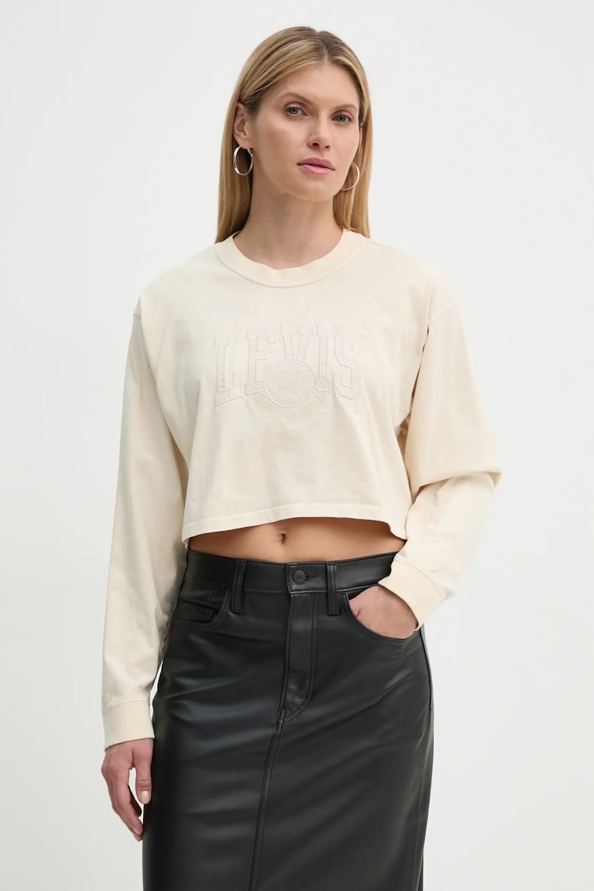 Levi's longsleeve din bumbac culoarea bej, A9418 Levi's longsleeve din bumbac culoarea bej, A9418