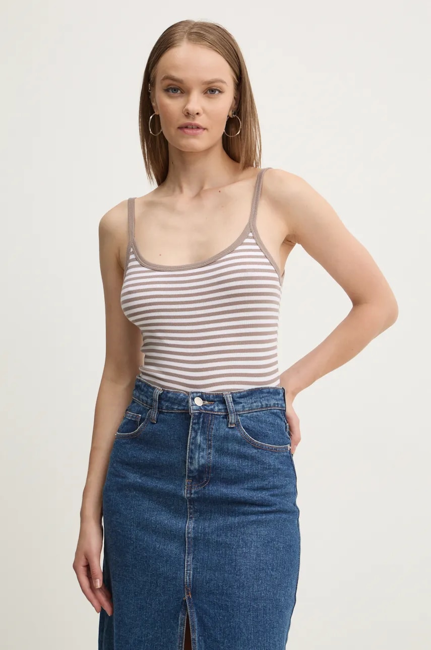 Hollister Co. top femei, culoarea bej, KI339-3648