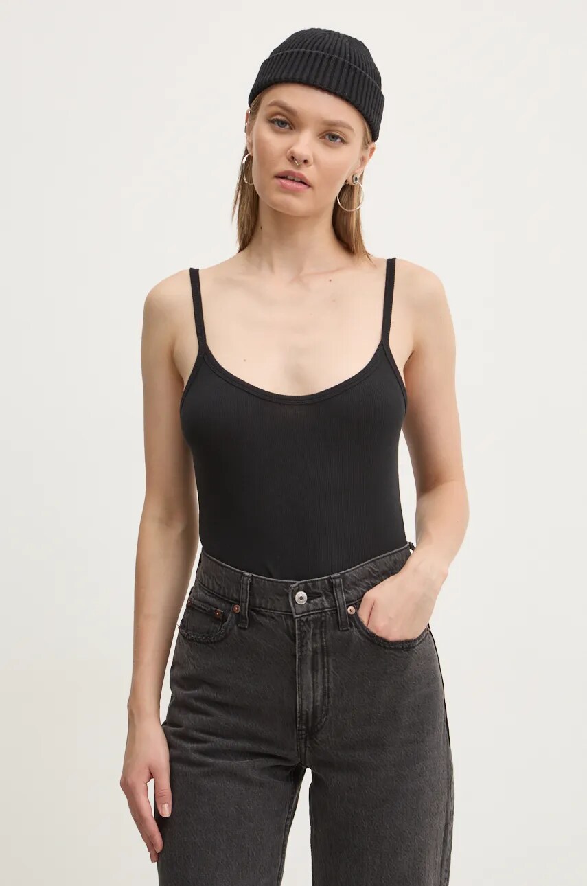 Hollister Co. top femei, culoarea negru, KI339-3648