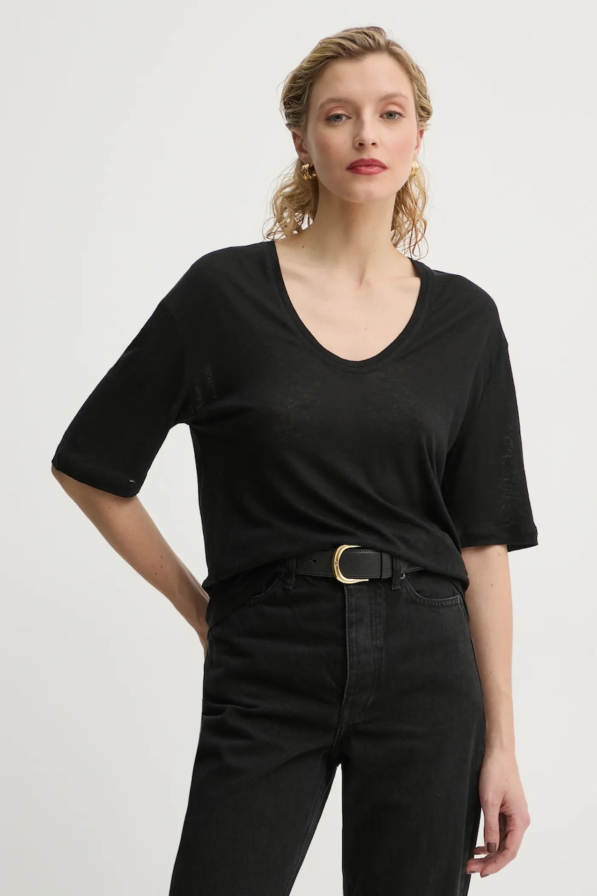 By Malene Birger tricou din amestec de in AMARINGA culoarea negru, Q71621007Z By Malene Birger tricou din amestec de in AMARINGA culoarea negru, Q71621007Z