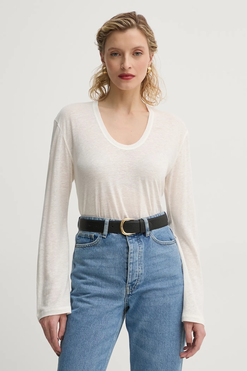 By Malene Birger longsleeve din amestec de in AMALOU culoarea bej, Q71621008Z By Malene Birger longsleeve din amestec de in AMALOU culoarea bej, Q71621008Z