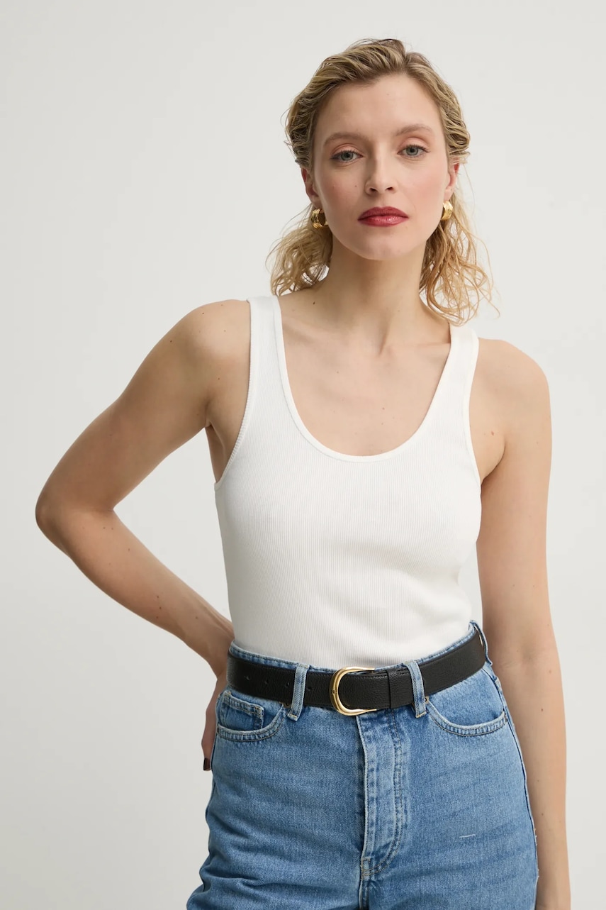 By Malene Birger top din bumbac ANISA culoarea bej, Q71679010Z