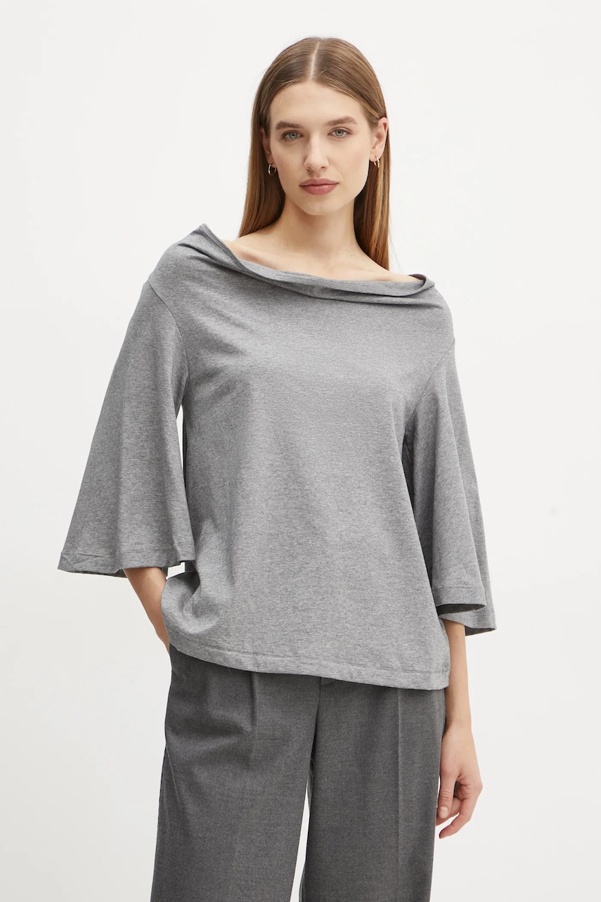 By Malene Birger tricou din bumbac BRYAR femei, culoarea gri, 102155 By Malene Birger tricou din bumbac BRYAR femei, culoarea gri, 102155