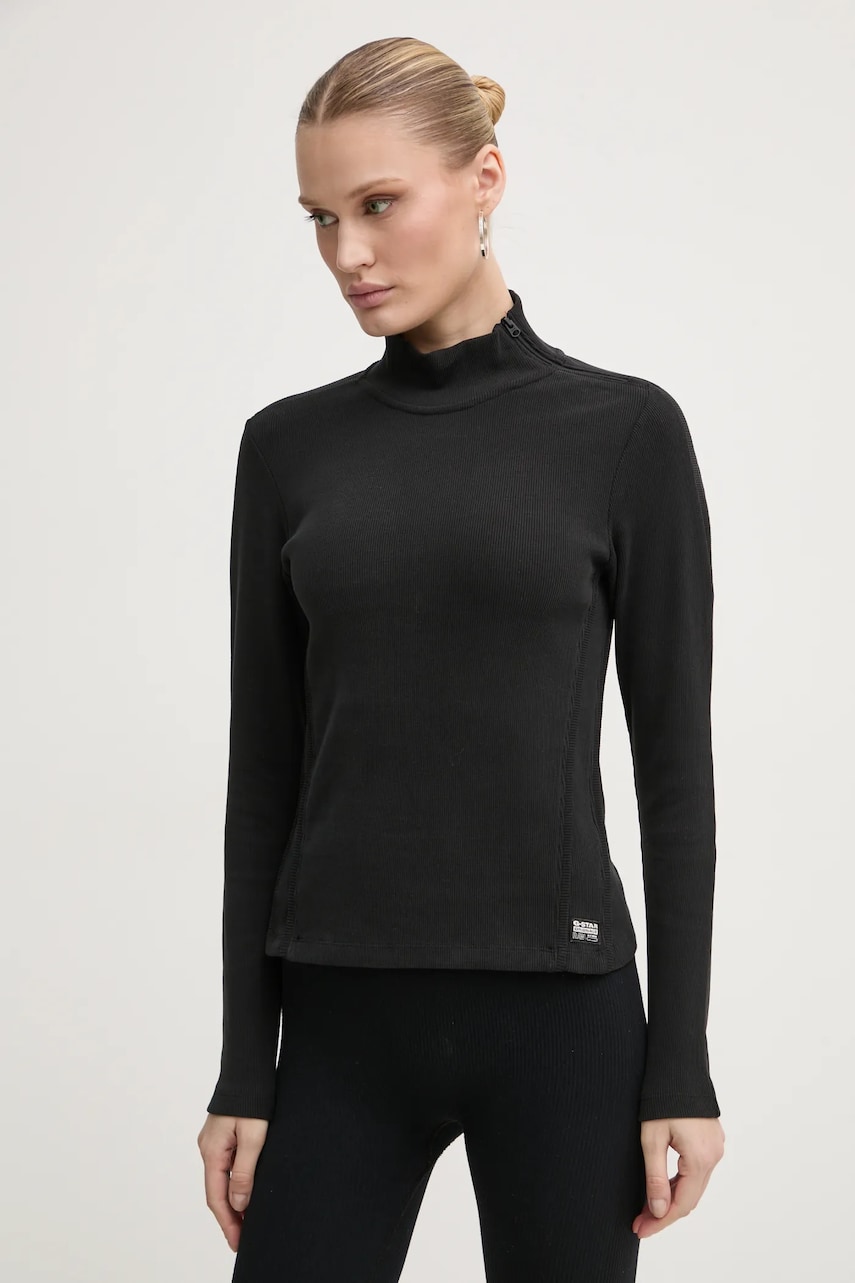 G-Star longsleeve femei, culoarea negru, cu guler, D25056-D702