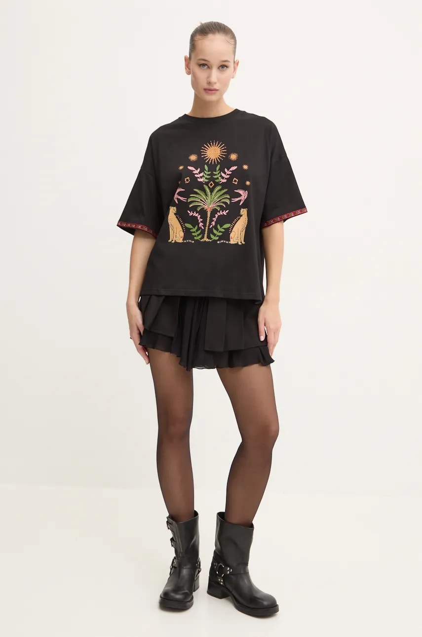 Хлопковая футболка Never Fully Dressed Running Wilder Tee женская цвет чёрный NFDTO1550 Хлопковая футболка Never Fully Dressed Running Wilder Tee женская цвет чёрный NFDTO1550