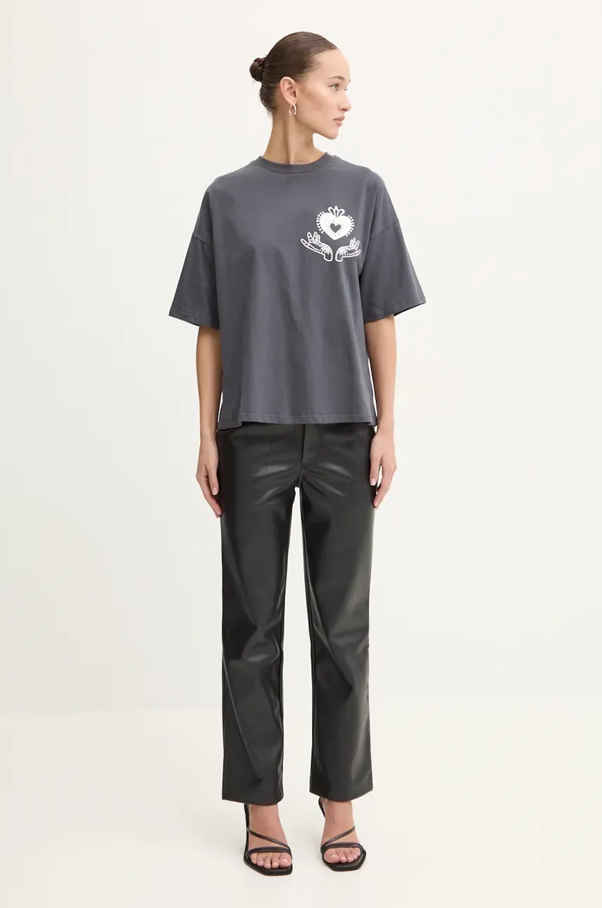 Хлопковая футболка Never Fully Dressed Charcoal Midnight Romance Tee женская цвет серый NFDTO1374 Хлопковая футболка Never Fully Dressed Charcoal Midnight Romance Tee женская цвет серый NFDTO1374