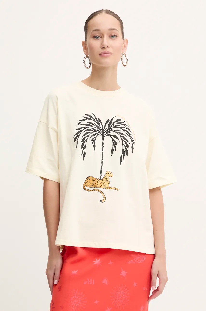 

Памучна тениска Never Fully Dressed Tee в бежово NFDTO1444, Бежов