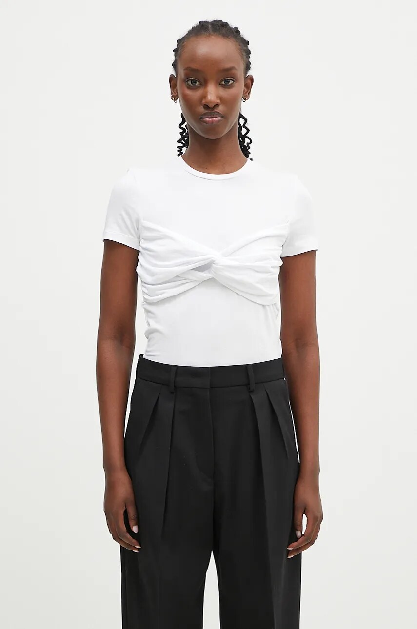 Rotate tricou Fitted Twisted femei, culoarea alb, 112877400