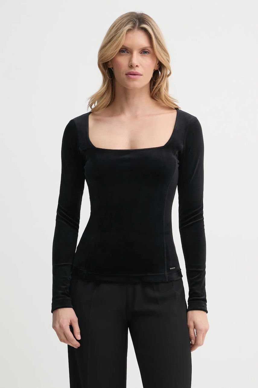 G-Star Raw bluză de catifea culoarea negru, neted, D25063-D422 G-Star Raw bluză de catifea culoarea negru, neted, D25063-D422