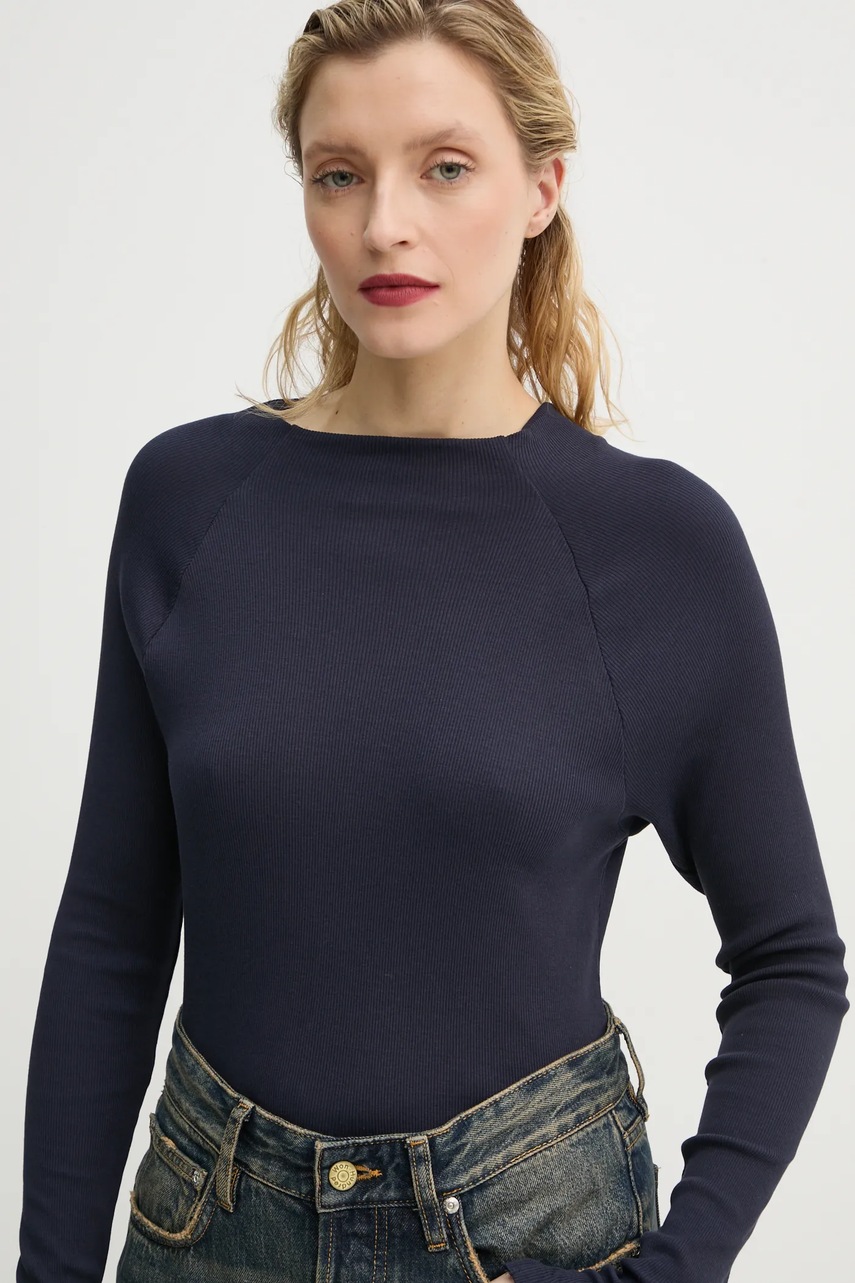 Бавовняний лонгслів G-Star Raw колір синій D26411-5268 