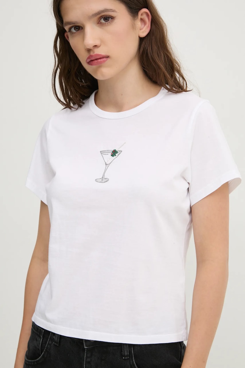 Abercrombie & Fitch tricou din bumbac femei, culoarea alb, KI157-4346