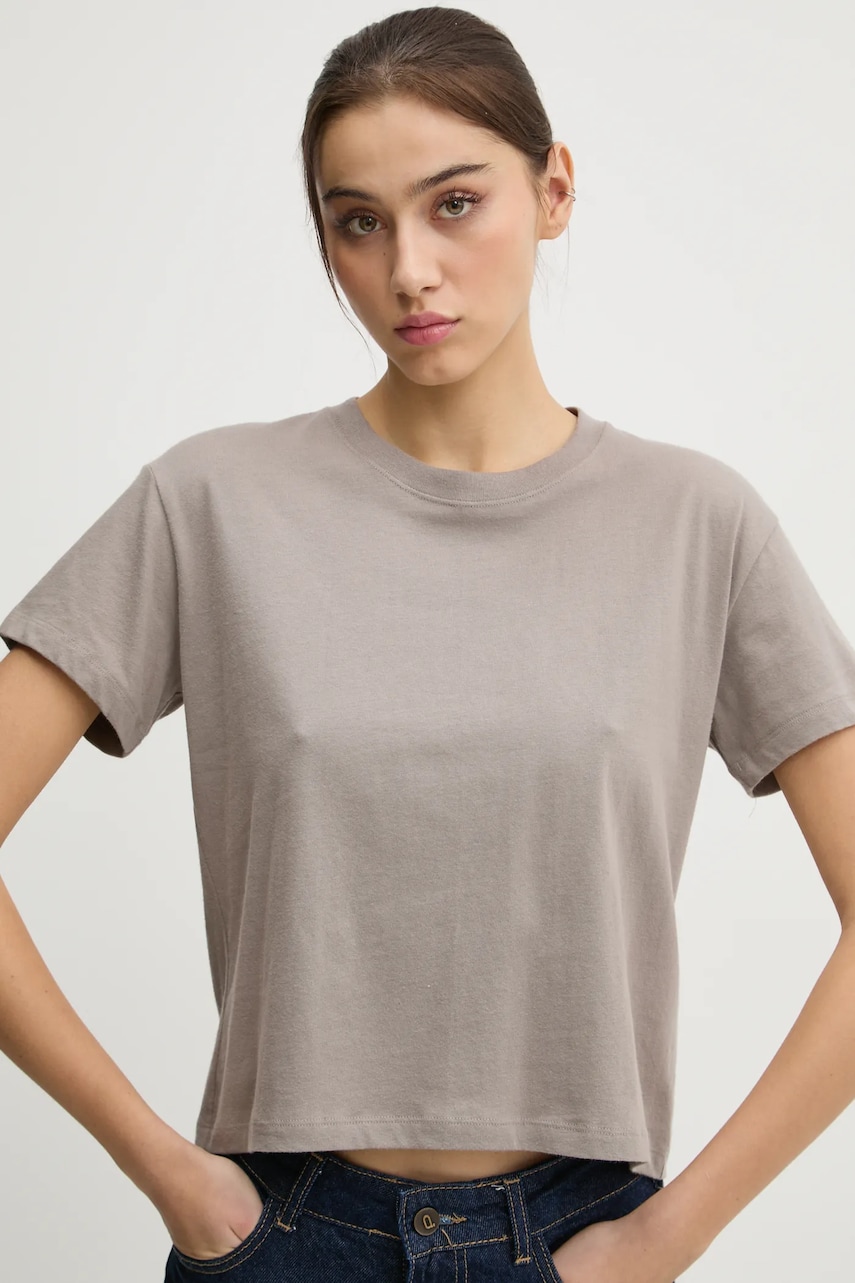 Hollister Co. tricou din bumbac femei, culoarea bej, KI339-3705