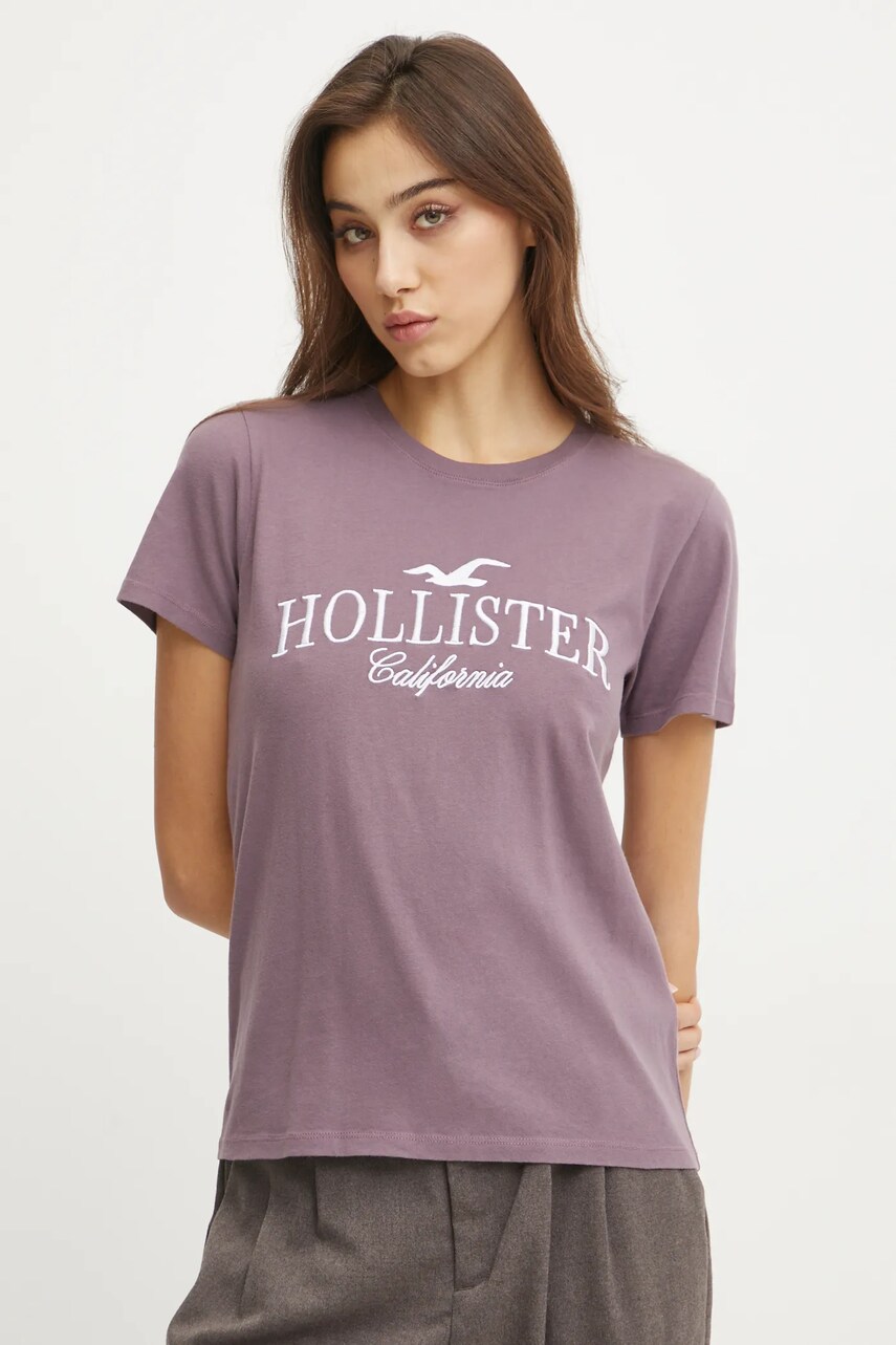 Hollister Co. tricou din bumbac femei, culoarea violet, KI357-4014